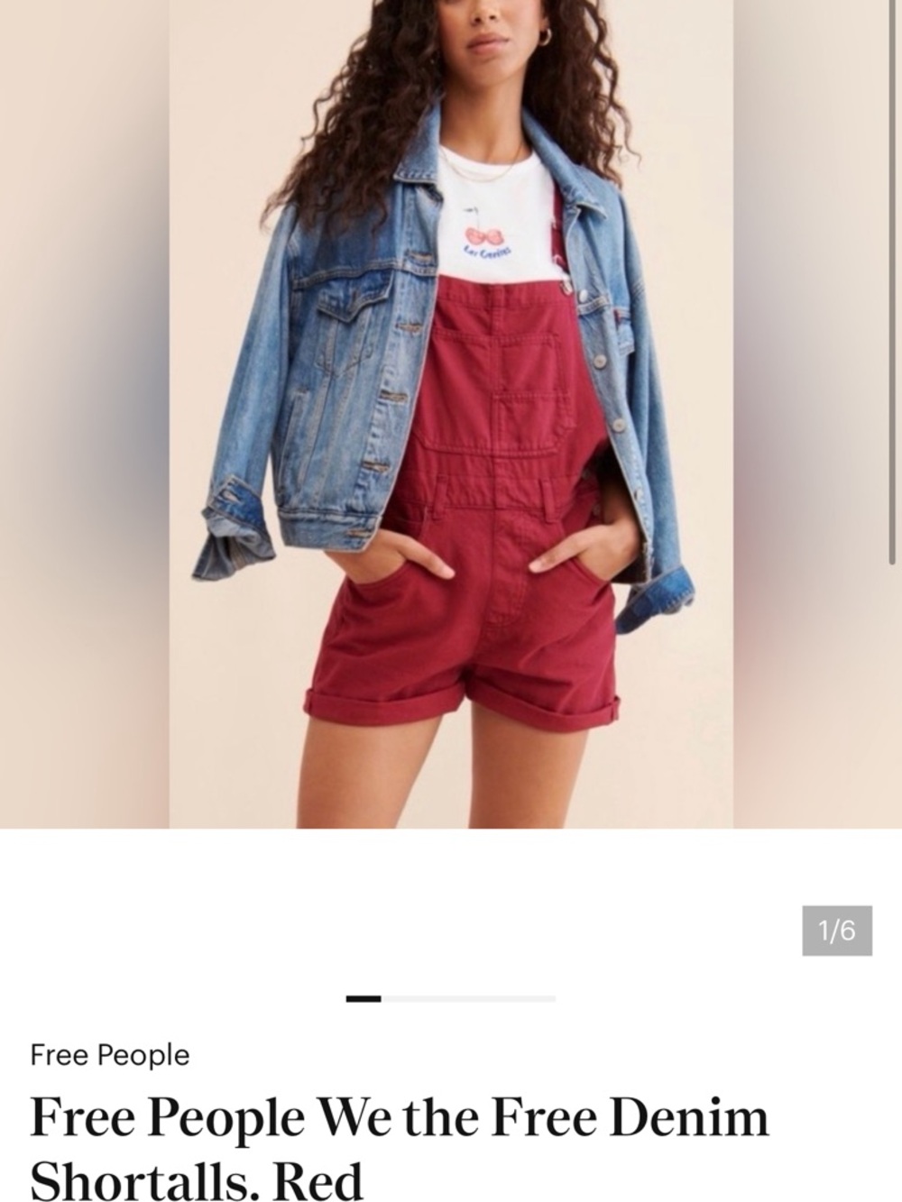 Free People Burgundy Denim Shortall Romper